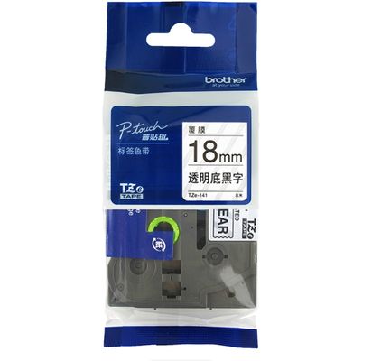 China 18mm P-Touch Black on Clear label tape cassette TZe-141 for Brother Electronic Lettering Machine tube printer fornecedor