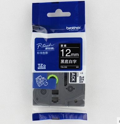 China 12mm P-Touch Black on white label tape cassette TZe-335 for Brother Electronic Lettering Machine tube printer fornecedor