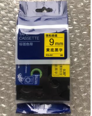 China 9mm P-Touch Black on yellow label tape cassette WZE-621 for Brother Electronic Lettering Machine tube printer fornecedor
