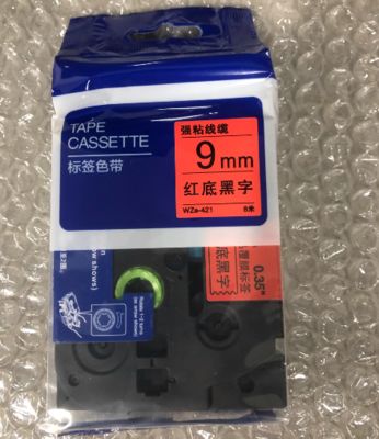 China 9mm P-Touch Black on red label tape cassette WZE-421 for Brother Electronic Lettering Machine tube printer fornecedor