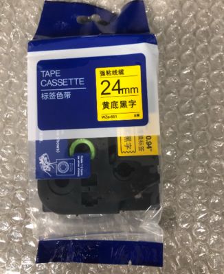 China 24mm P-Touch Black on yellow label tape cassette WZE-651 for Brother Electronic Lettering Machine tube printer fornecedor