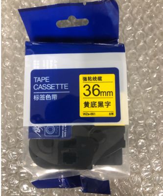 China 36mm P-Touch Black on yellow label tape cassette WZE-661 for Brother Electronic Lettering Machine tube printer fornecedor