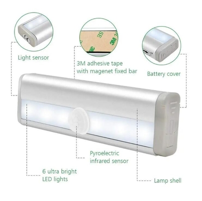 6 LED PIR Sensor de Movimento Luz nocturna LED interior com bateria para quarto fornecedor