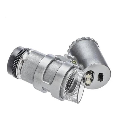 MG10081-4 Mini LED portátil 45x 60x Magnificação Pocket Jeweler Loupes Glass Silver Lens Instrumento óptico de ampliação fornecedor