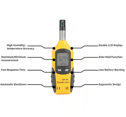 HTI HT-86 Hygrômetro e medidor de temperatura digital portátil 2 em 1 Monitor de ponto de orvalho de lâmpada úmida fornecedor