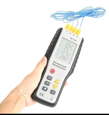 HTI HT-9815 Termômetro portátil de 4 canais com sensor de termocouple digital de tipo K branco fornecedor
