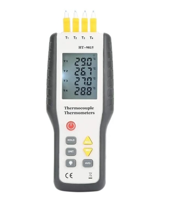 HTI HT-9815 Termômetro portátil de 4 canais com sensor de termocouple digital de tipo K branco fornecedor