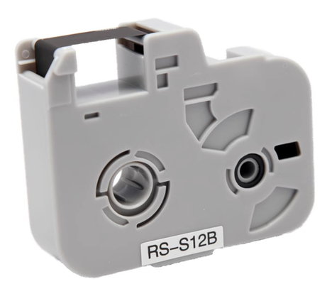 RS-S12B Cassete de fita de etiqueta preta para Biovin S680 S800 S900 RS-12B Máquina de escrita eletrônica, impressora de identificação por cabo, marcador de fio fornecedor