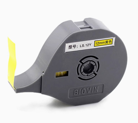 Adesivo de fita adesiva de etiqueta LS-12Y de 12 mm para Biovin S600 S650 S680 S690 S700 Máquina de escrita eletrônica, impressora de identificação por cabo, marcador de fio fornecedor
