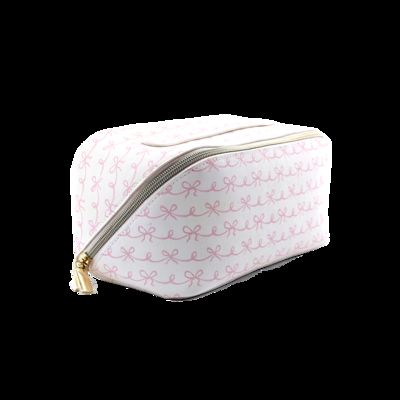 CR-067 Custom Logo Print Personalized Beautiful Ladies Hand Bags Beauty Big Black Cosmetic Bulk Case Leather Makeup Bag fornecedor