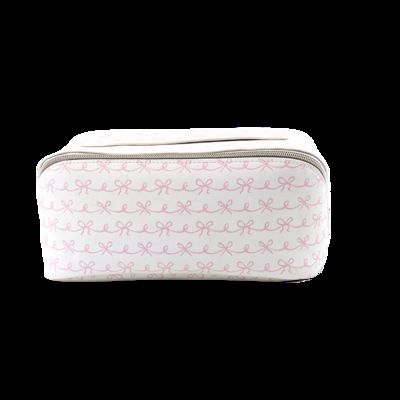 CR-067 Custom Logo Print Personalized Beautiful Ladies Hand Bags Beauty Big Black Cosmetic Bulk Case Leather Makeup Bag fornecedor