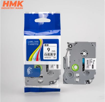 HMTZE-221 9mmX8m White label tape cassette For Brother label printer Black on White fornecedor