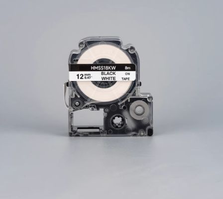 HMSS12K 12mm White label tape cassette For Brother label printer Black on White fornecedor