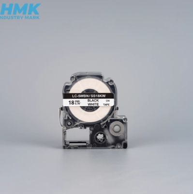 HMSS18K 18mmX8m White label tape cassette For Brother label printer Black on White fornecedor