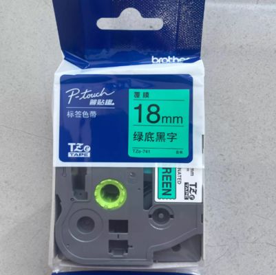 18mm P-Touch Black on Green label tape cassette TZe-741 for Brother Electronic Lettering Machine tube printer fornecedor