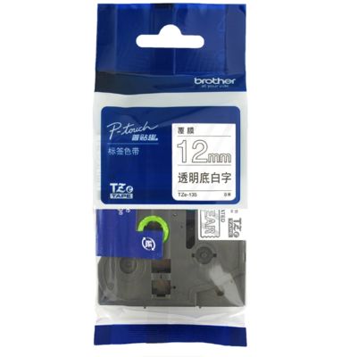 12mm P-Touch White on clear label tape cassette TZe-135 for Brother Electronic Lettering Machine tube printer fornecedor