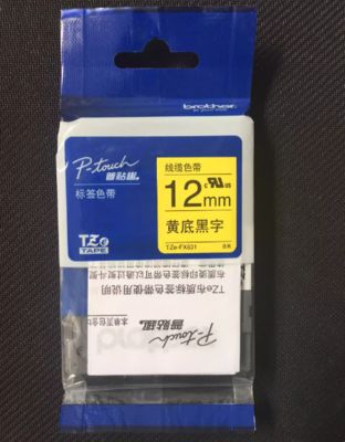 12mm P-Touch Black on yellow label tape cassette TZ-FX631 for Brother Electronic Lettering Machine tube printer fornecedor