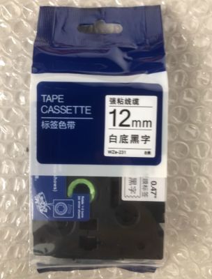12mm P-Touch Black on white label tape cassette WZE-231 for Brother Electronic Lettering Machine tube printer fornecedor