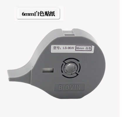 LS-06W fita adesiva de etiqueta de 6 mm para Biovin S600 S650 S680 S690 S700 Máquina de escrita eletrônica, impressora de identificação por cabo, marcador de fio